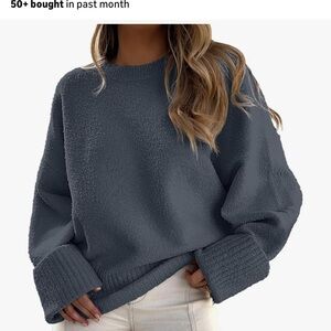 Anrabess Elegant Charcoal Women's Crew Neck Sweater